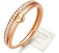 J.Fée Anillos Mujer Plata 925 con Zirconia Cúbica 5A, Anillo Mujer Ajustable Anillos Oro Rosa, Anillo Compromiso Mujeres Matrimonio Promesa con Caja de Regalo, Regalo Mujers, Oro Rosa