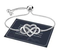 J.Fée Pulsera de infinito, pulsera de plata S925 con circonita cúbica 5A, pulseras de plata para mujer, pulsera ajustable para mujer, pulseras para mujer, regalos para mujeres y madres, ajustable