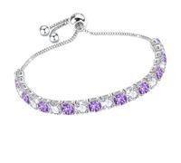 J.Fée Pulsera de Plata y Tenis Azul para Mujer - Cristal Ajustable - Regalo de Cumpleaños Con Caja - Plata, Oro