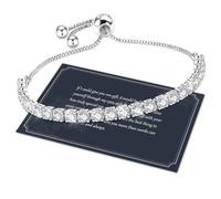 J. Fée - Pulsera para mujer, de plata, joya para cumpleaños, regalo, de 13 a 22 cm, 6 pouces, Cristal, Cubic Zirconia