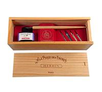 J.Herbin 27077T - Una Caja de Madera ''Violette Pansy'' que Incluye un Porta Puntas de Madera - 5 Puntas de Metal - 1 Bote de Tinta de 30 ml - Instrucciones