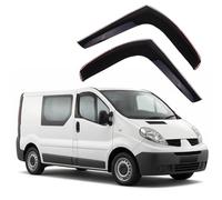 J&J AUTOMOTIVE GP Deflectores de aire antiturbo aptos para Trafic 2001-2014, juego de 2 piezas delanteros, negro, antiviento, antilluvia, ahumados, oscurecidos, aerodinámicos