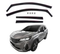 J&J AUTOMOTIVE Scoutt | GP Deflectores de aire antiturbo aptos para 3008 desde 2017, juego de 4 unidades, negro, cortavientos, impermeables, ahumados oscuros, aerodinámicos