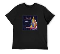 J J Cale Travel Log T-Shirt Graphic tee Mens Shirt Black L