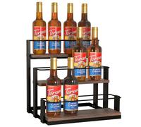 J JACKCUBE DESIGN Estante de Almacenamiento de Botellas de Jarabe de 3 Niveles, Madera rústica y Alambre de Metal, 12 Compartimentos para Botellas, Soporte Organizador para Jarabe, Vino, aderezo -