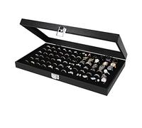 J JACKCUBE DESIGN JackCubeDesign Jewelry Ring Display Organizer Caja de Almacenamiento Case Tray Holder con Pantalla de 72 Ranuras (Black, Inside Black Velvet, 37.3 x 21 x 5 cm) -: MK248A