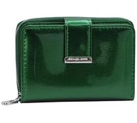 J JONES JENNIFER JONES Cartera de Piel auténtica para Mujer con Protección RFID, Aspecto Brillante, Tamaño Mediano, Color Verde