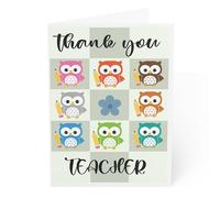 J&J'S TOYSCAPE Tarjeta de agradecimiento para profesor, tarjeta de agradecimiento para maestros, tarjeta de gratitud, 5 x 7, interior en blanco (búho)