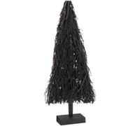 J-line Árbol de Navidad decorativo con luces LED de madera negra de 37x15x90.