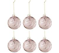 J-line Caja de 6 bolas de navidad de vidrio rosa de 8x8x8 cm