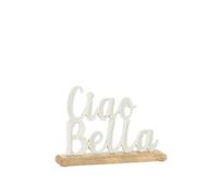 J-Line decoración Ciao Bella en el zócalo - Aluminio- Blanco - Small