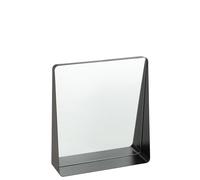 J-Line Espejo de Pared Cuadrado Metal/Cristal Negro