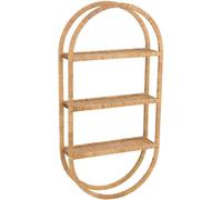 J-line Estantería mural ovalada 3 baldas plegable ratán natural alt. 110 cm
