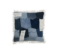 J-Line Patchwork Cojín - Vaqueros/Algodón - Azul/Blanco