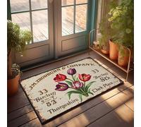 J.M. Thorburn & Company: un felpudo de exterior para puerta delantera, diseño floral vintage, decoración de habitación, alfombra retro (65 x 90 cm)