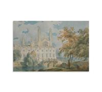 J. M. W. Turner Clare Hall And King's College Chapel Cambridge from The Banks of The River Cam Poster Wall Art Estético Lienzo Pintura Cuadro Decoración Salón Hogar Estilo Sin Marco 20 x 30 cm