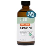 J MAC BOTANICALS Aceite de ricino orgánico prensado en frío (botella de cristal, 8 oz, sin goteo), aceite de ricino puro, sin hexano, aceite de ricino para cara, piel, aceite de ricino para pestañas y