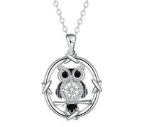 J.MUEN Collar de Búho para Mujer, Plata de Ley 925 Colgante Collar, Diseño de Búho, Joyas para Mujeres y Hombre