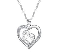 J.MUEN Collar Madre e Hija, Colgante de Corazón de Plata 925, Regalo para Mujer, Regalo con Día de la Madre de Navidad