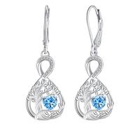 J.MUEN Pendientes Árbol de la Vida,Plata de ley 925 Pendientes Infinito com 3A Circonia Cúbica,Original Cumpleaños Día de San Valentín Regalos para Mujeres Amigo Hermanas