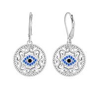 J.MUEN Pendientes de Evil Eye para Mujer, Pendientes Colgante Aojo de Plata de Ley 925, Regalos de Joyería de Plata para Mujeres, Madres