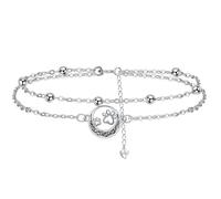 J.MUEN Pulsera de Plata de Ley 925 - Nudo Celta y Huella de Pata - Pulsera Ajustable para Mujer