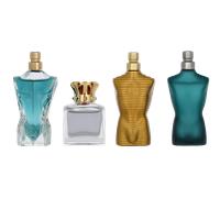 Jean Paul Gaultier 4-Piece Travel Set for Men, (Le Male 0.24 Oz + Le Male Elixir 0.24 Oz + Scandal 0.24 Oz + Beau 0.24 Oz)