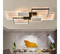 J.SUNUN Moderna LED lamparas de salon techo Lámpara De Sala De Estar Regulable Con Control Remoto Con Luz De Techo Comedor Dormitorio plafon led techo Grande Interior Iluminación Lámpara Negro 110CM