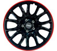 J-Tec Juego de 4 Tapacubos Hero GTR 16 Pulgadas Negro/Borde Rojo
