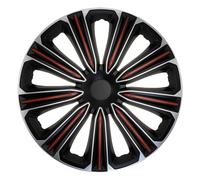 J-Tec Juego de 4 Tapacubos Rosso 14 Pulgadas Plateado/Negro/Rojo + Aro Cromo