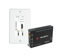 J-Tech Digital Extensor HDMI y USB C 4K sobre Cable Cat5 5e 6 7, Placa de Pared de hasta 164 pies sobre Ethernet HDR Dolby Vision USB-C Puerto de Carga, PoC, IR, Interruptor automático [JTECH-EXW30]