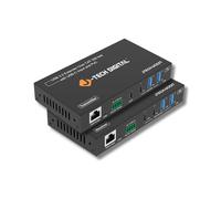 J-Tech Digital Extensor USB 3.2 sobre cable Ethernet CAT6A de 328 pies, cuenta con entradas USB-C y salidas USB-A, PoC bidireccional, funciona con cámaras web, cámaras PTZ, ratones, teclados