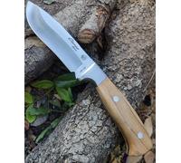 J&V Corzo Cuchillo Full Tang para Supervivencia, Caza, Pesca, Bushcraft, Campo y Outdoor, Hoja Fija de 10 cm, Funda Piel, Fabricado en España