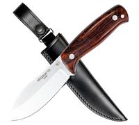 J&V Cuchillo de Hoja Fija Serie XS NESSMUK para Bushcraft, Campo, Caza, Pesca, Supervivencia y Outdoor, Hoja 10 cm, Funda de piel, Hecho en España