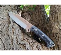 J&V WOLF - Cuchillo Full Tang de Hoja Fija para Bushcraft, Campo, Caza, Pesca, Supervivencia y Outdoor, Hoja de 10,5 cm en Acero MOVA, Funda, Hecho en España