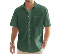 J.VER Camisa Oxford para hombre sin planchado, corte regular, camisa de manga larga, informal, de Oxford, sin arrugas, camisa para el tiempo libre con bolsillo, color verde, XXL, verde