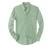 J.VER Camisa Oxford para hombre, sin planchado, corte regular, manga larga, informal, de algodón, con botones, sin arrugas, para el tiempo libre, con bolsillo, Frijol Verde, M