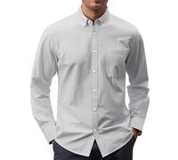 J.VER Camisa Oxford para hombre, sin planchado, corte regular, manga larga, informal, de Oxford, con botón, sin arrugas, para el tiempo libre, con bolsillo, gris, XL