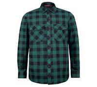 J.VER Camisas Hombres Franela Camisas Casual a Cuadros Manga Larga Algodon Brushed Calentita Camisa Leñador Invierno Cálida Regular Fit Verde & Negro 3XL