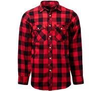 J.VER Camisas Hombres Franela Camisas Casual a Cuadros Manga Larga Algodon Brushed Calentita Camisa Leñador Invierno Cálida Regular Fit Rojo & Negro 6XL