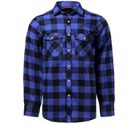 J.VER Camisas Hombres Franela Camisas Casual a Cuadros Manga Larga Algodon Brushed Calentita Camisa Leñador Invierno Cálida Regular Fit Azul & Negro 5XL