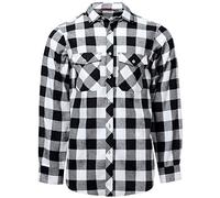 J.VER Camisas Hombres Franela Camisas Casual a Cuadros Manga Larga Algodon Brushed Calentita Camisa Leñador Invierno Cálida Regular Fit Blanco & Negro XL Alto