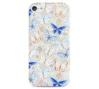 J.West Funda para iPod Touch 7, iPod Touch 6 y 5, diseño estético de Mariposas Azules y Flores Florales para Mujeres y niñas, diseño de ópalo Perlado con Purpurina, Funda Protectora de TPU Suave