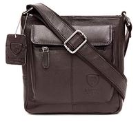 J. Wilson London Bolso bandolera de piel de napa auténtica 100 % pura hecha a mano para hombre, para uso diario, para el trabajo, iPad, Brown, Large