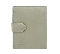 J. Wilson London Cartera de mano izquierda para mujer, de piel suave, con bolsillo con cremallera, en caja de regalo, gris, M, Contemporáneo