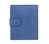 J. Wilson London Cartera de mano izquierda para mujer, de piel suave, con bolsillo con cremallera, en caja de regalo, Blue, M, Contemporáneo