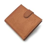 J. Wilson London Cartera de piel auténtica con bloqueo RFID para hombre con bolsillo para monedas con cremallera en caja de regalo, Bronceado envejecido - 2, M, Contemporáneo
