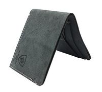 J. Wilson London Cartera de piel auténtica con bloqueo RFID para hombre con bolsillo para monedas con cremallera en caja de regalo, Gris envejecido, delgado, M, Contemporáneo