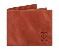 J. Wilson London Cartera de piel auténtica con bloqueo RFID para hombre con bolsillo para monedas con cremallera en caja de regalo, Bronceado envejecido - Estilo 2, M, Contemporáneo