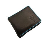 J. Wilson London Cartera de piel auténtica suave con cremallera para hombre, Turquesa/Negro, M, Contemporáneo